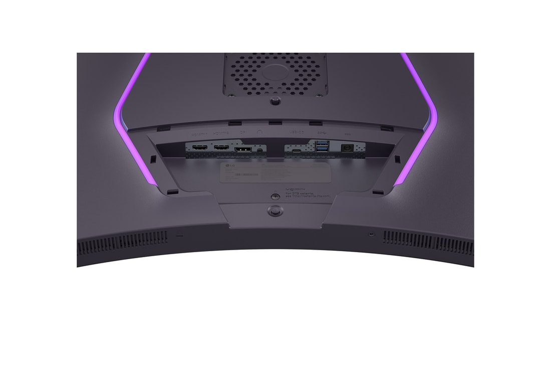 Close-up view of the stand base on a 52-inch UltraGear evo G9, 5K2K 240Hz Gaming Monitor (52G930B)