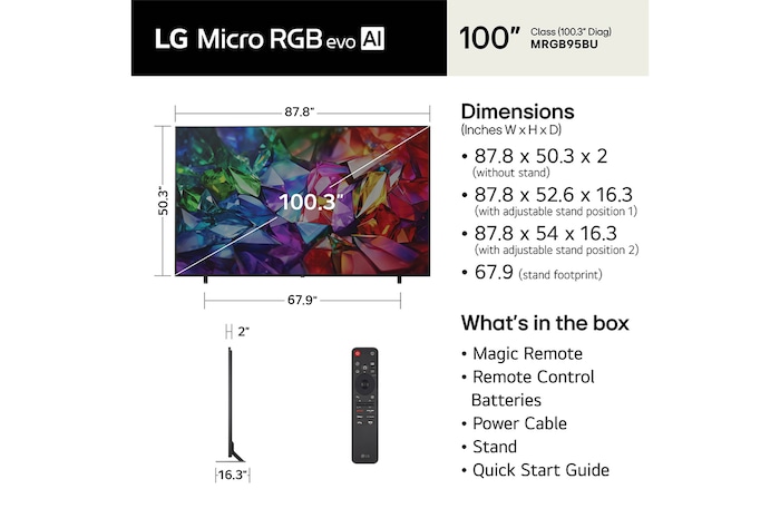 100 inch LG Micro RGB evo AI MRGB95 4K Smart TV 2026