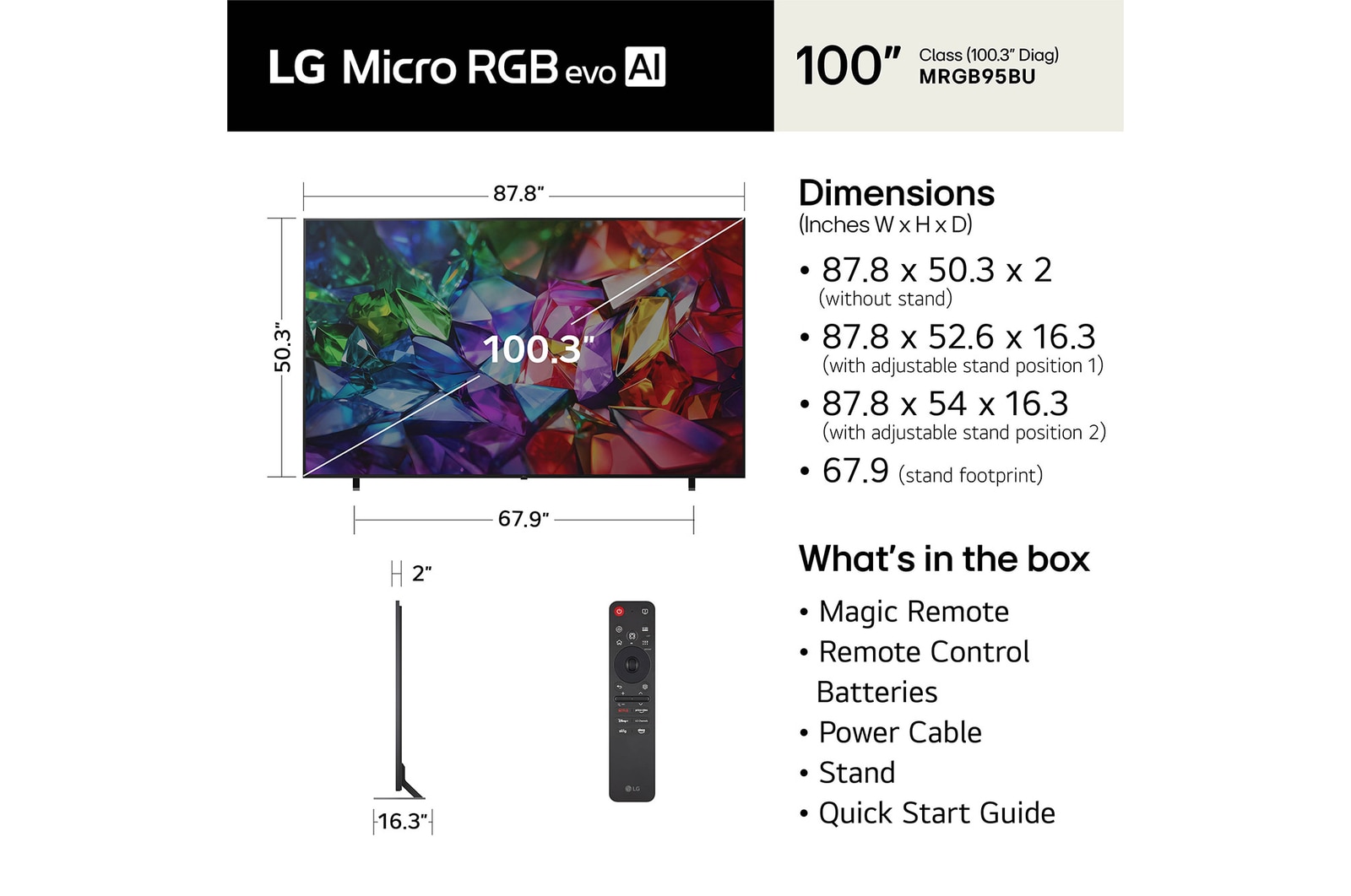 100 inch LG Micro RGB evo AI MRGB95 4K Smart TV 2026
