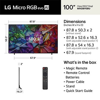 100 inch LG Micro RGB evo AI MRGB95 4K Smart TV 2026