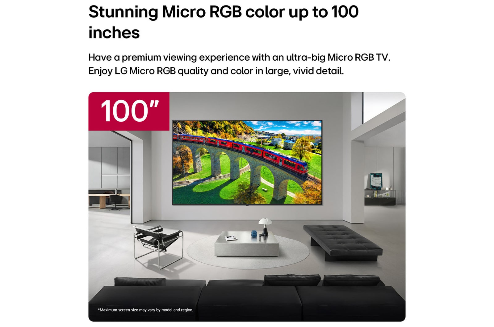 LG 100 inch LG Micro RGB evo AI MRGB95 4K Smart TV 2026 , 100MRGB95BU