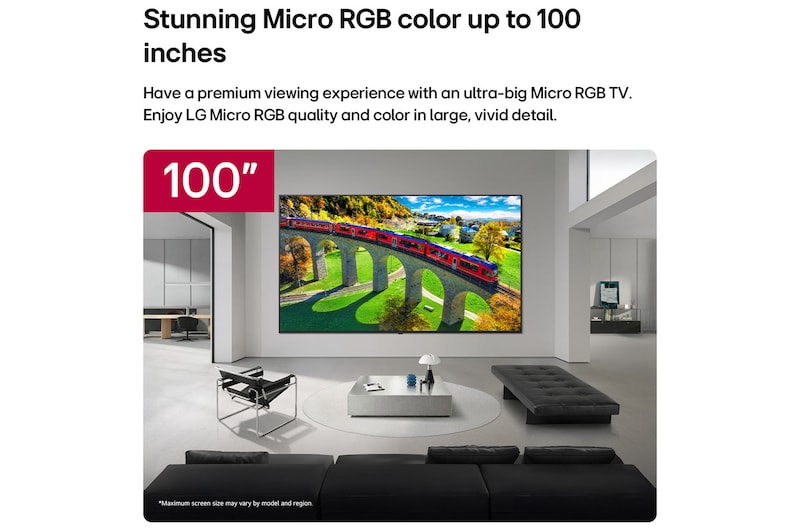 LG 100 inch LG Micro RGB evo AI MRGB95 4K Smart TV 2026 , 100MRGB95BU