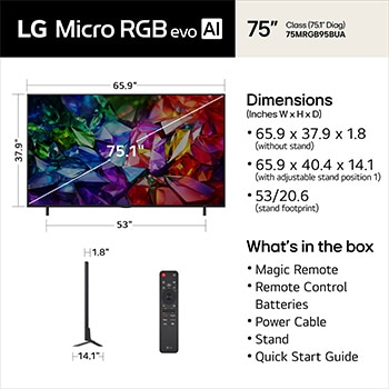 75 inch LG Micro RGB evo AI MRGB95 4K Smart TV 2026