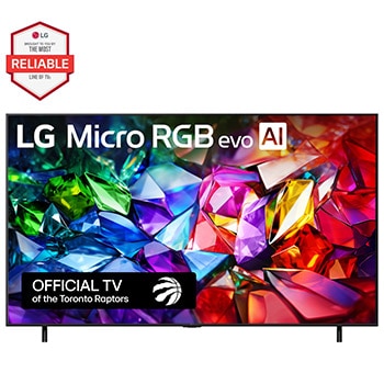 Front view of 75 inch LG Micro RGB evo AI MRGB95 4K Smart TV 2026  75MRGB95BUA