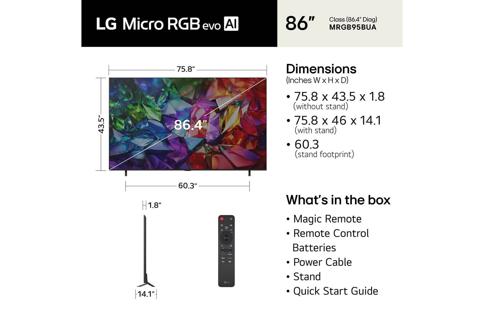 86 inch LG Micro RGB evo AI MRGB95 4K Smart TV 2026