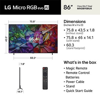 86 inch LG Micro RGB evo AI MRGB95 4K Smart TV 2026