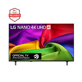 Front view of 50 inch LG NANO 4K UHD AI nu70 Smart TV 2026 50NU700BPUA