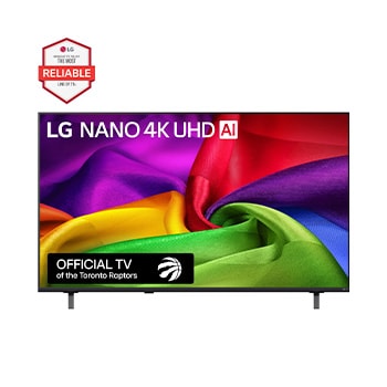 Front view of 55 inch LG NANO 4K UHD AI nu70 Smart TV 2026 55NU700BPUA