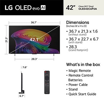 LG 42 Inch LG OLED evo AI C6 4K Smart TV 2026, OLED42C6PUA