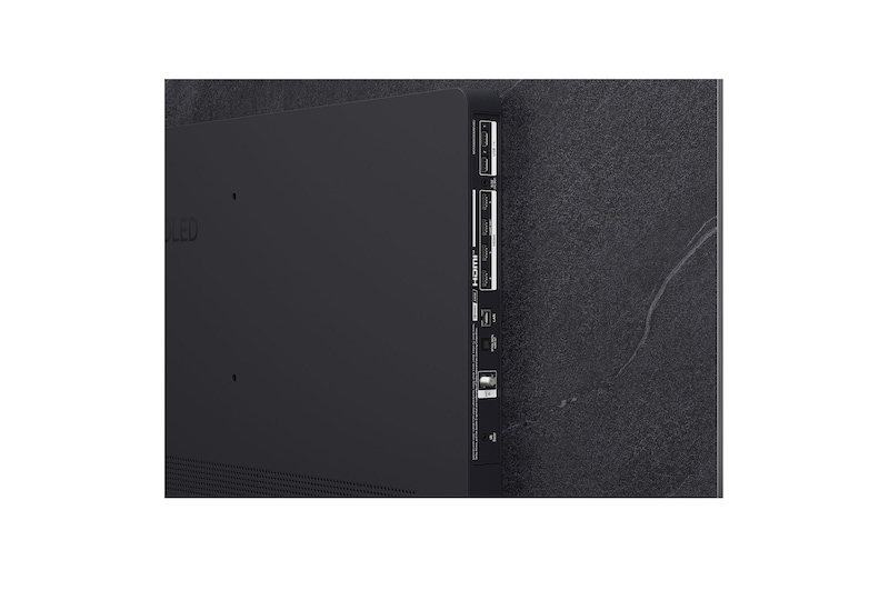 LG OLED evo AI C6 shows a split-screen planet-and-stars scene, comparing an anti-glare matte display with its Perfect Black & Perfect Color display for clearer picture quality in any light, supported by UL certification and Intertek certifications for color volume and color fidelity.