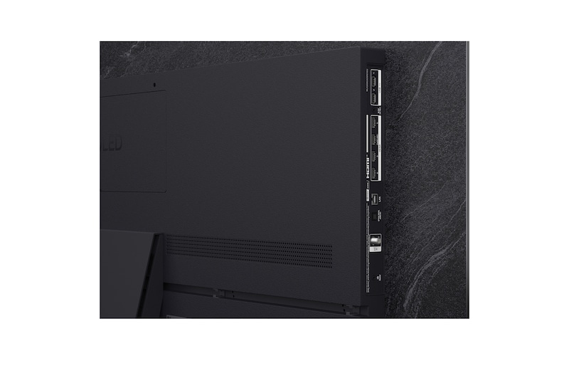 LG OLED evo AI C6 shows a split-screen planet-and-stars scene, comparing an anti-glare matte display with its Perfect Black & Perfect Color display for clearer picture quality in any light, supported by UL certification and Intertek certifications for color volume and color fidelity.