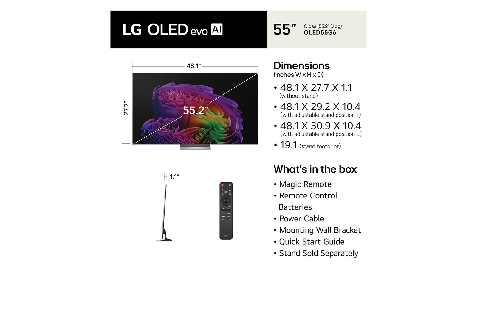 55 Inch LG OLED evo AI G6 4K Smart TV 2026