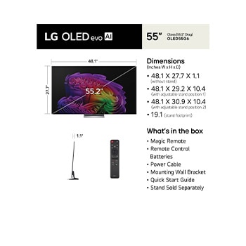 55 Inch LG OLED evo AI G6 4K Smart TV 2026