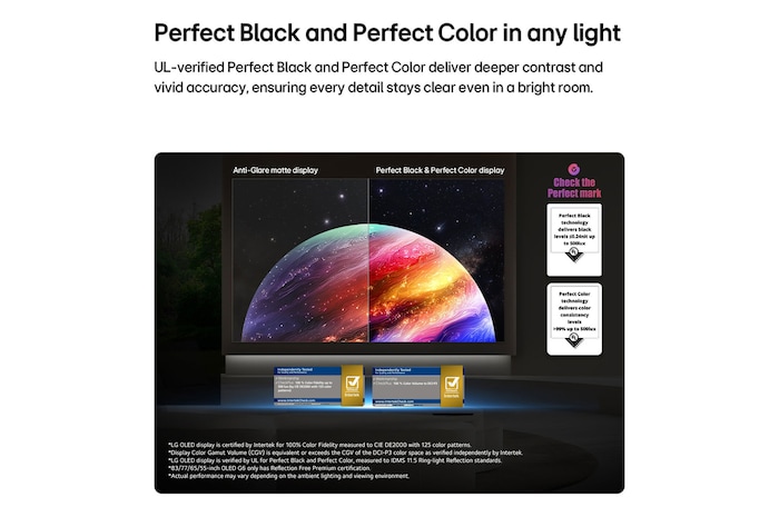 LG OLED evo AI G6 with Brightness Booster Ultra shows a dark scene where a brightly illuminated whale silhouette stands out amid glowing particles, delivering 3.9x Brighter luminance with clearer detail.