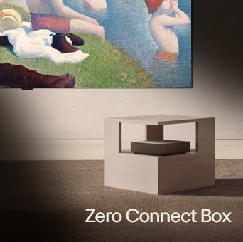 LG OLED evo AI W6 Wallpaper TV showcases 4K 165Hz True Wireless performance with Zero Connect Box, maintaining a clean cable-free setup while delivering high picture quality.