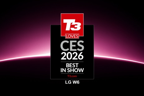 LG OLED evo AI W6 Wallpaper TV is recognized as the T3 CES 2026 Best in Show for its top-tier image quality.