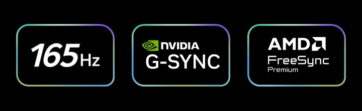 LG OLED evo AI W6 Wallpaper TV with Ultra-smooth and tear-free gameplay features on-screen 165Hz, NVIDIA G-SYNC, and AMD FreeSync Premium logos.