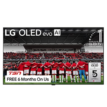 Front view of 77 inch Wallpaper TV LG OLED evo AI W6 4K Smart TV 2026 OLED77W6PUA