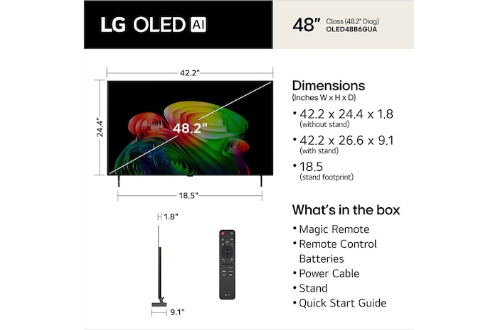 48 Inch LG OLED AI B6 4K Smart TV 2026