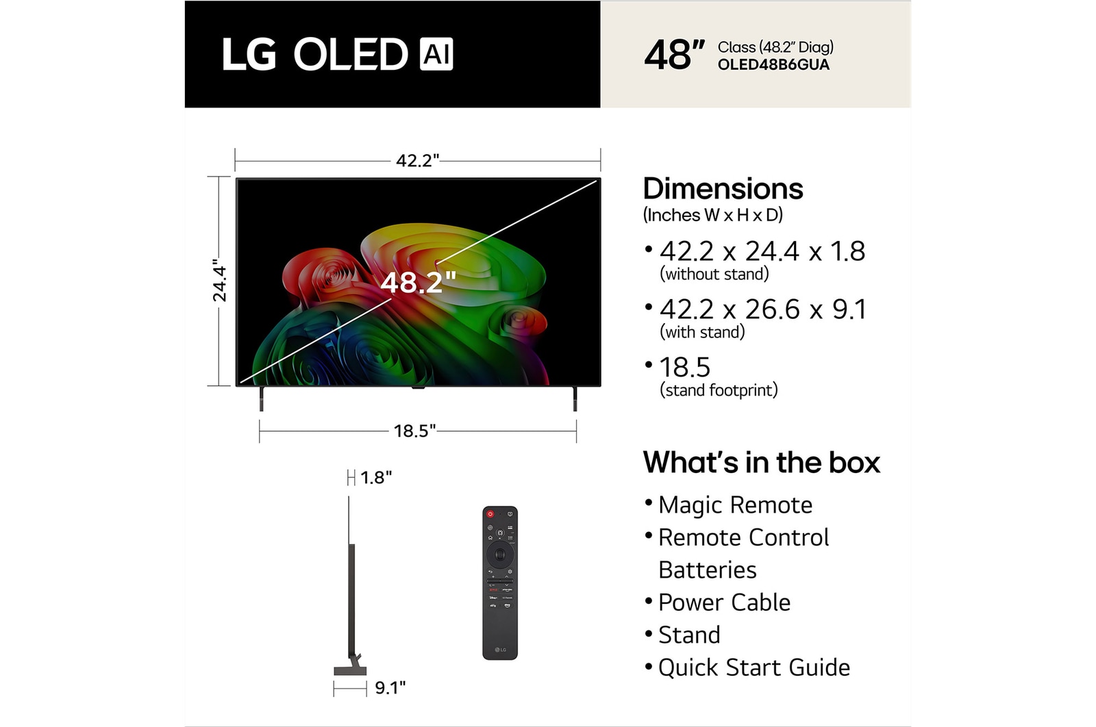 48 Inch LG OLED AI B6 4K Smart TV 2026