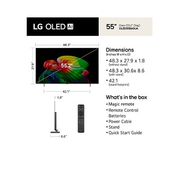 55 Inch LG OLED AI B6 4K Smart TV 2026