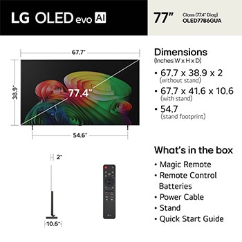 77 Inch LG OLED AI B6 4K Smart TV 2026
