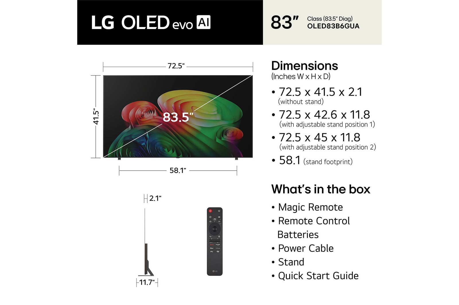 83 Inch LG OLED AI B6 4K Smart TV 2026