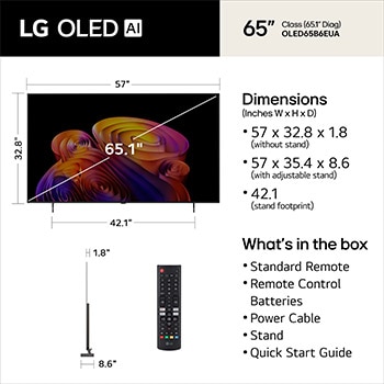 65 Inch LG OLED AI B6E 4K Smart TV 2026