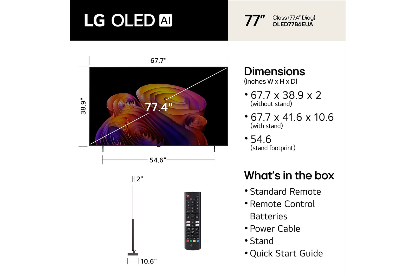 77 Inch LG OLED AI B6E 4K Smart TV 2026