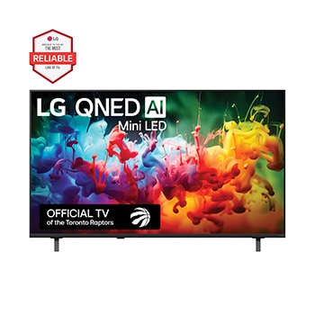 Front view of 55 inch LG QNED AI QNED75 Mini LED 4K Smart TV 2026 55QNED75BUA