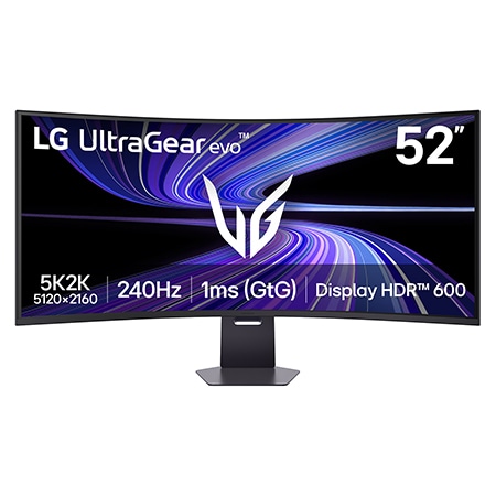 Front view of a 52-inch UltraGear evo G9, 5K2K 240Hz Gaming Monitor (52G930B)