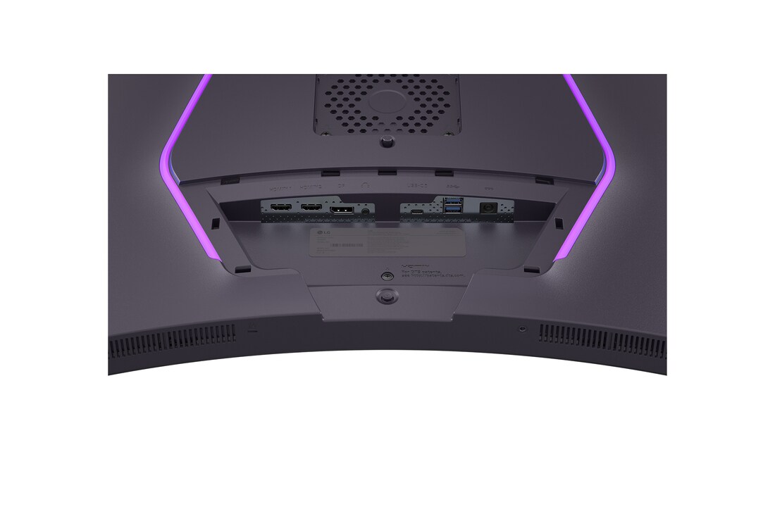 Close-up view of the stand base on a 52-inch UltraGear evo G9, 5K2K 240Hz Gaming Monitor (52G930B)