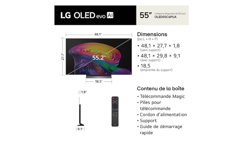 55 Inch LG OLED evo AI C6 4K Smart TV 2026