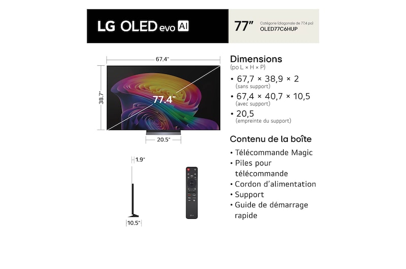 77 Inch LG OLED evo AI C6 4K Smart TV 2026