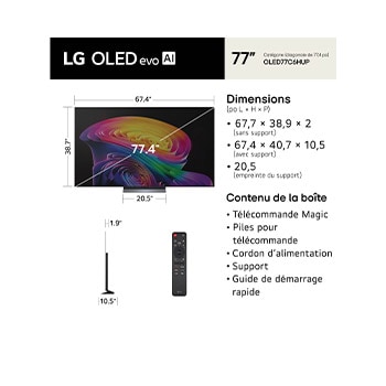 77 Inch LG OLED evo AI C6 4K Smart TV 2026