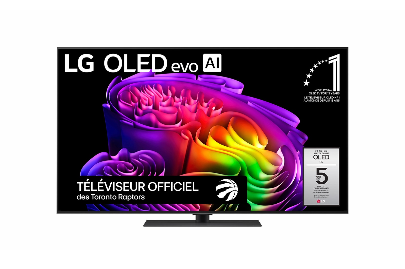 Vue avant de Téléviseur intelligent OLED evo G6 IA 4K de 55 po de LG 2026 OLED55G6SUB