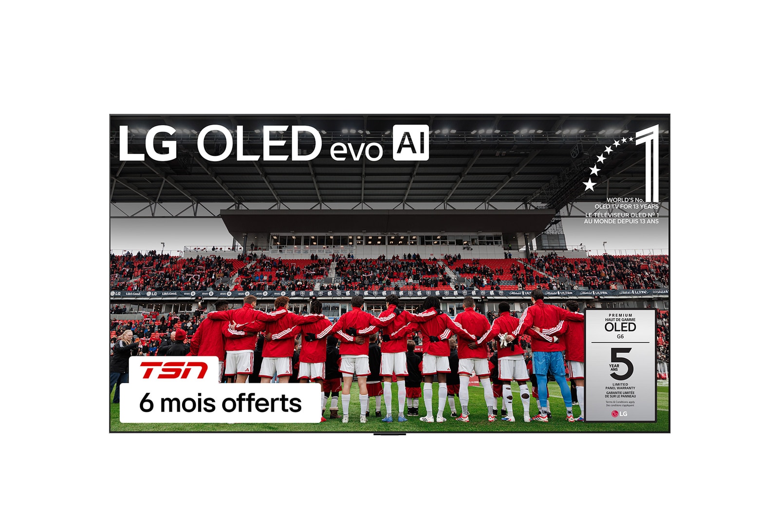 Vue avant de Téléviseur intelligent OLED evo G6 IA 4K de 65 po de LG 2026 OLED65G6WUA