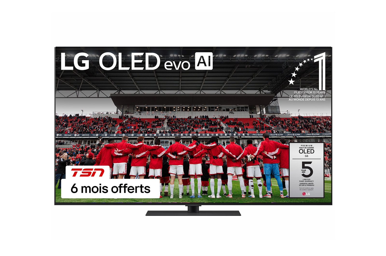 Vue avant de Téléviseur intelligent OLED evo G6 IA 4K de 65 po de LG 2026 OLED65G6SUB
