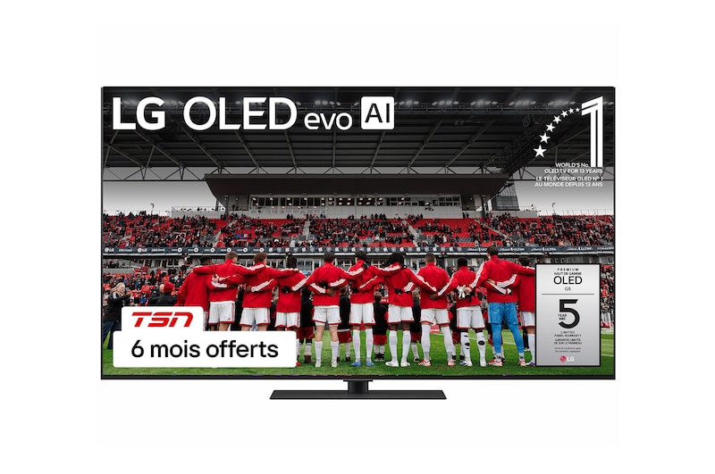 Vue avant de Téléviseur intelligent OLED evo G6 IA 4K de 65 po de LG 2026 OLED65G6SUB