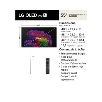 Téléviseur intelligent OLED evo G6 IA 4K de 55 po de LG 2026