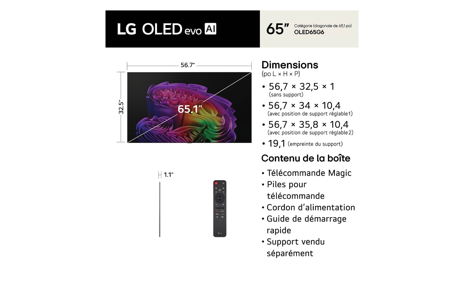 Téléviseur intelligent OLED evo G6 IA 4K de 65 po de LG 2026