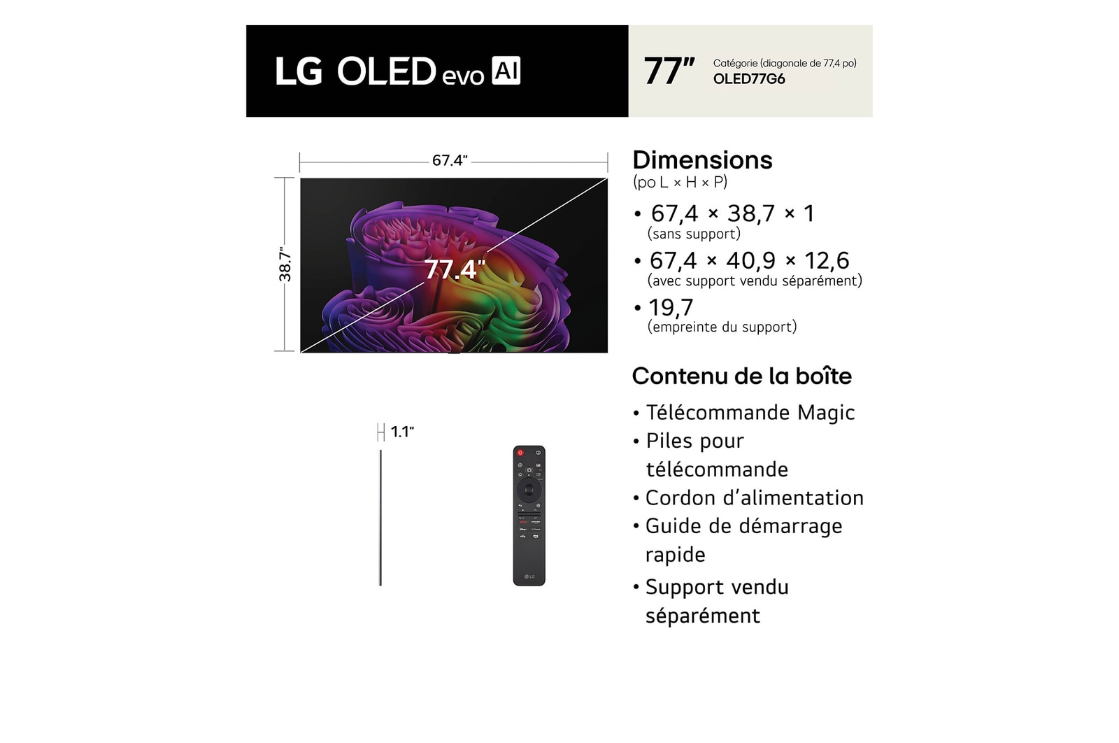 Téléviseur intelligent OLED evo G6 IA 4K de 77 po de LG 2026