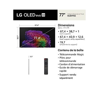 Téléviseur intelligent OLED evo G6 IA 4K de 77 po de LG 2026