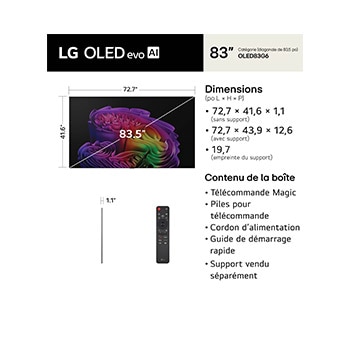 Téléviseur intelligent OLED evo G6 IA 4K de 83 po de LG 2026