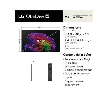 Téléviseur intelligent OLED evo G6 IA 4K de 97 po de LG 2026