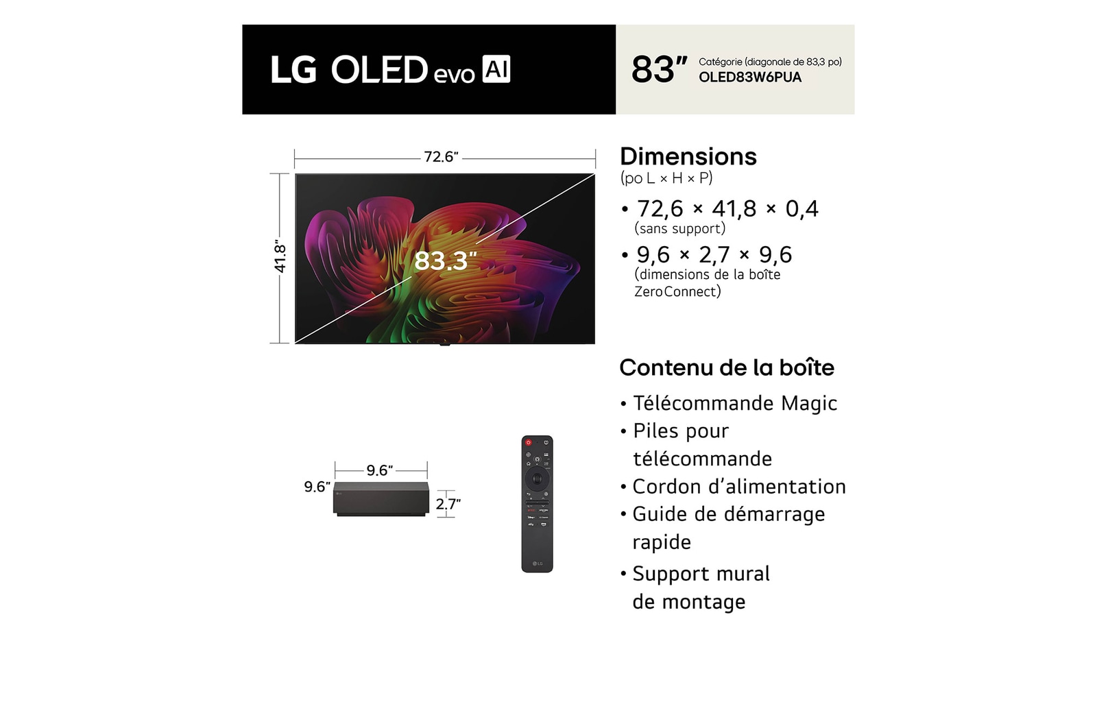 Téléviseur papier peint OLED evo IA W6 4K 2026 de 83 po de LG