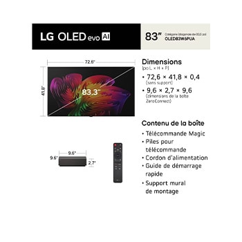 Téléviseur papier peint OLED evo IA W6 4K 2026 de 83 po de LG
