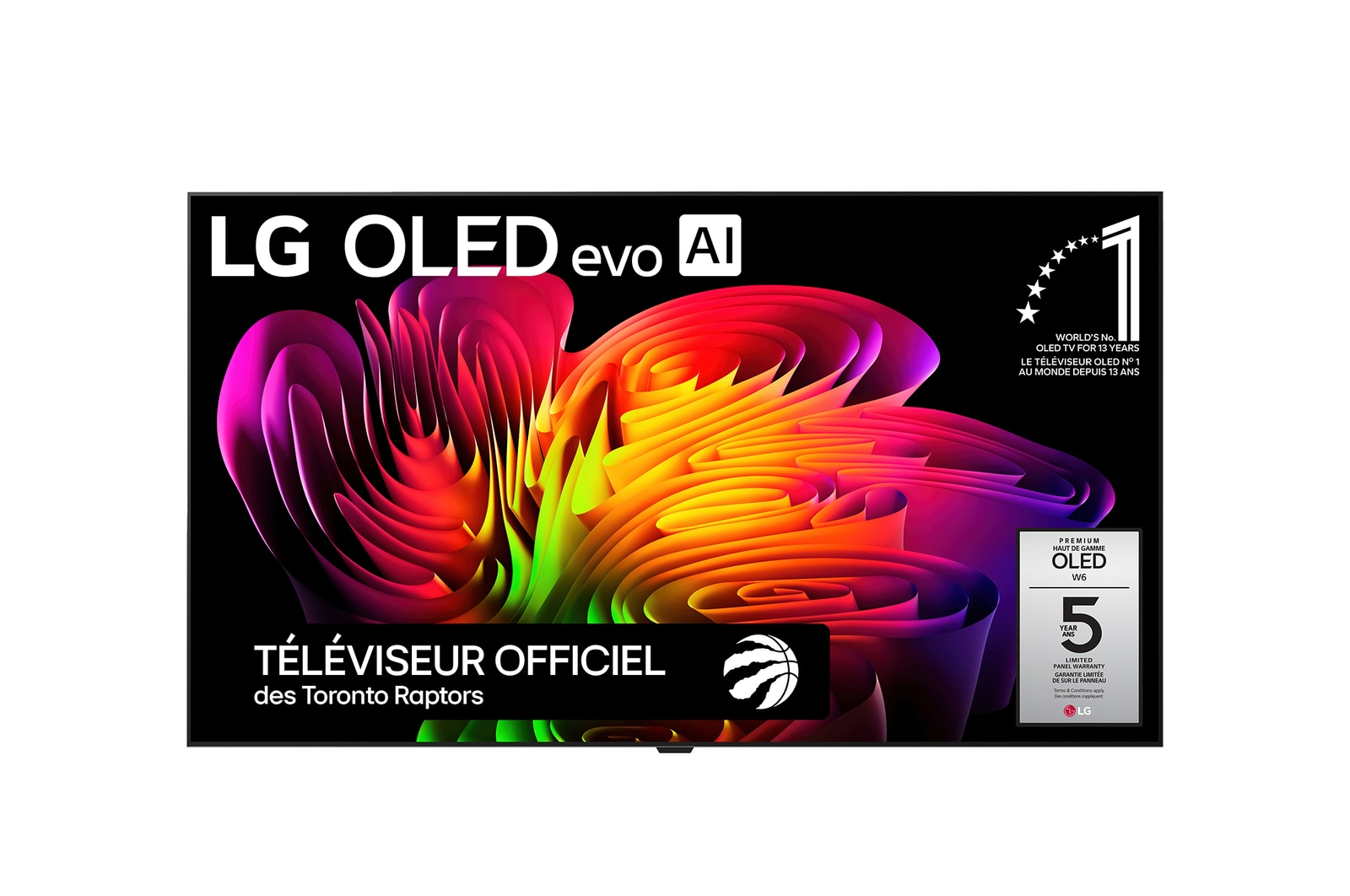 Vue avant de Téléviseur papier peint OLED evo IA W6 4K 2026 de 77 po de LG OLED77W6PUA