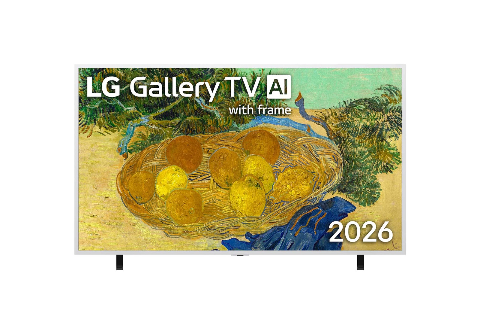 Vorderseite von 65-Zoll LG Gallery TV AI mit Rahmen LX7 4K ART TV 2026 65LX7B6LA