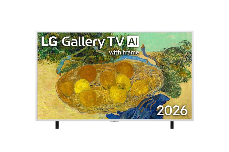 Vorderseite von 65-Zoll LG Gallery TV AI mit Rahmen LX7 4K ART TV 2026 65LX7B6LA